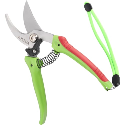 FORESIA とにかく軽い 剪定バサミ 女性用 ステンレス 剪定鋏 錆びにくい 剪定はさみ 全長19cm 剪定ハサミ ストラップ付き